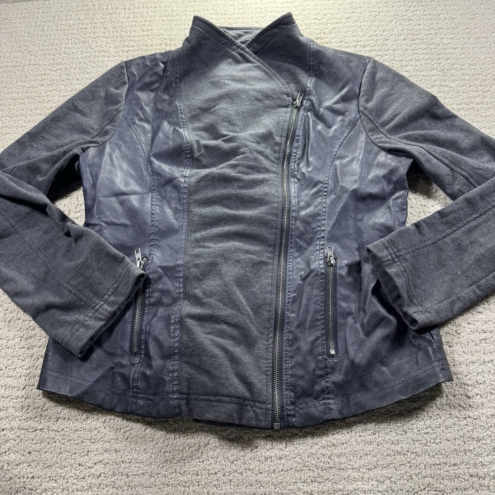 Sebby gray moto jacket asymmetrical front zip Size Large